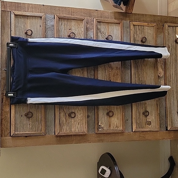 Ralph Lauren Pants - Ralph Lauren Navy Blue/White Side Stripe Leggings, Logo/Saddle Back Riding Med